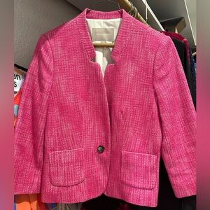 Worn just once. Adorable pink tweed 3/4 banana republic blazer